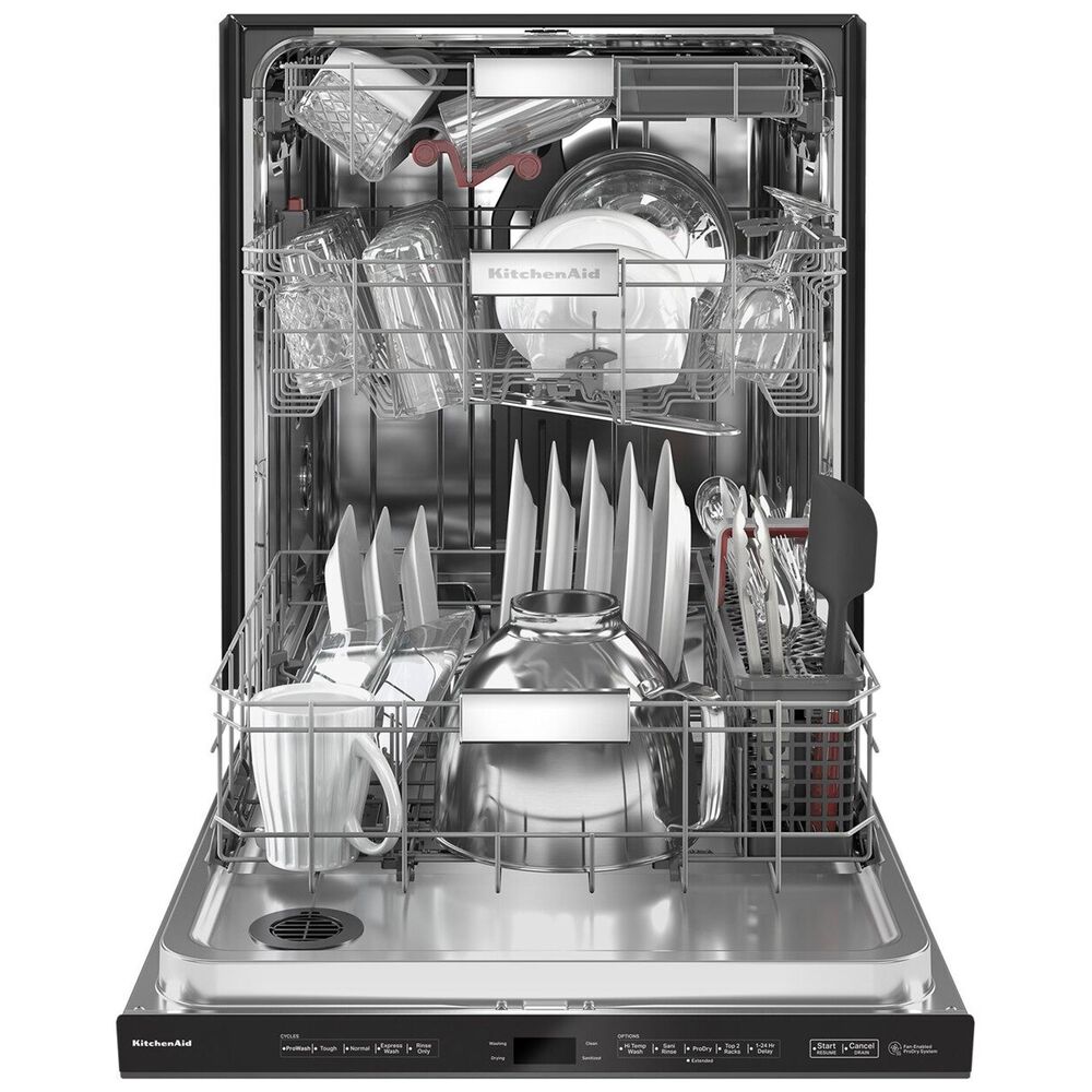 KitchenAid 24&quot; Built-In Pocket Handle Dishwasher with FreeFlex 3rd Rack and Top Control in Black Stainless Steel, , large