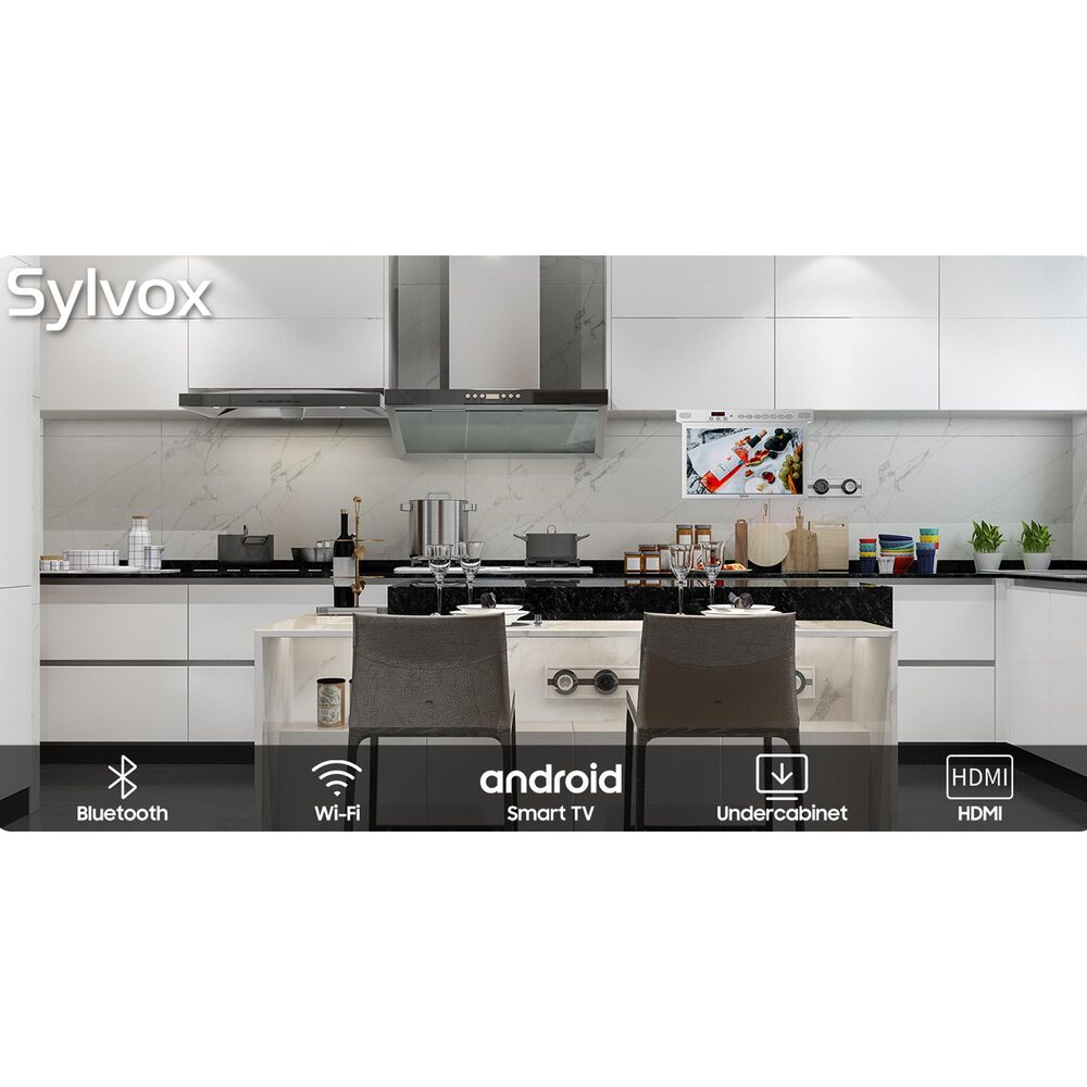 Sylvox 15.6&quot; Smart Under Cabinet TV for Kitchen in Silver, , large