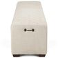 Home Trends & Design D"Orsay 78" Upholstered Linen Bench in Off White, , large