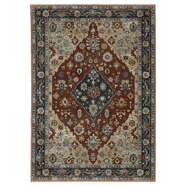 37B Aberdeen Aztec Medallion 6"7" x 9"6" Red Area Rug, , large