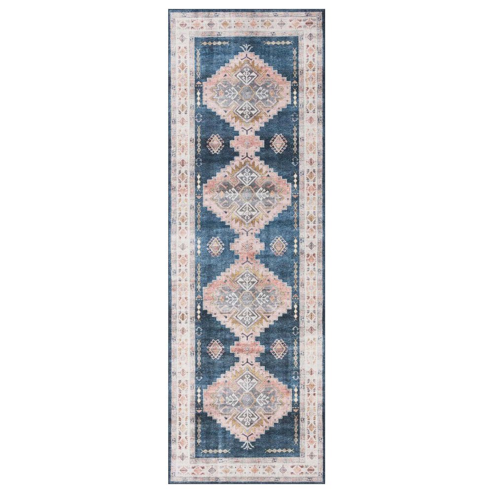 Loloi II Heidi  2" x 5" Denim and Blush Area Rug, , large