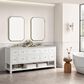 James Martin Breckenridge 72" Double Bathroom Vanity in Bright White with 3 cm Eternal Serena Quartz Top and Rectangular Sinks, , large