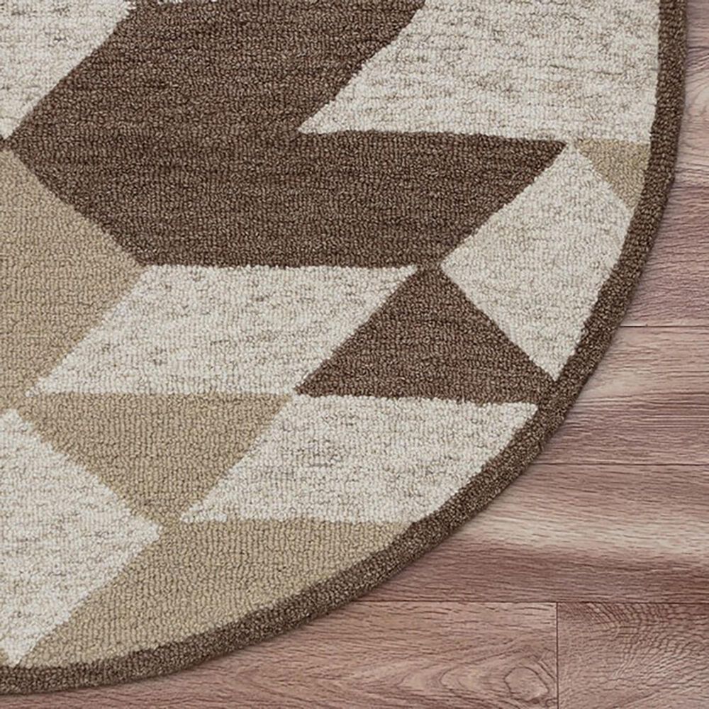 L&amp;R Resources Sinuous Rustic Southwest Geometric 4&#39; Round Brown, Tan and Cream Area Rug, , large