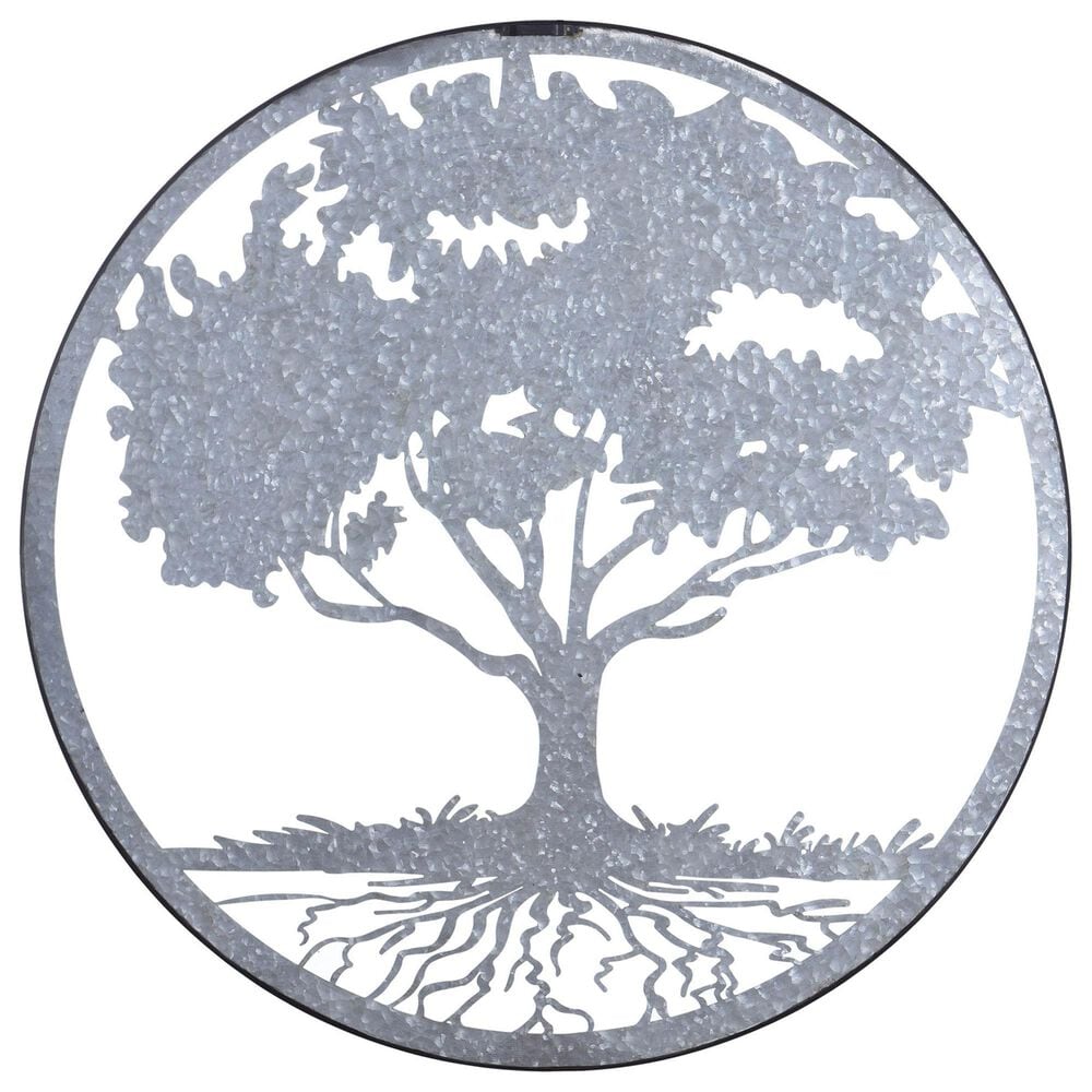 Flair Industries 30&quot; x 30&quot; Galvanized Tree of Life Wall Decor in Silver, , large