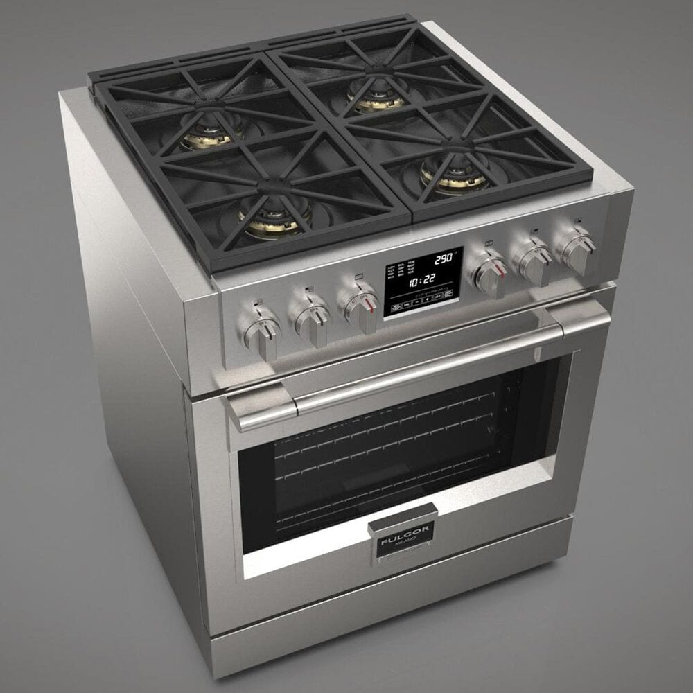 Fulgor Milano Sofia 4.1 Cu. Ft. 30&quot; Professional Dual Fuel Range in Stainless Steel, , large