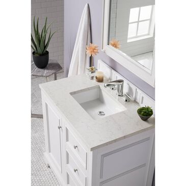 James Martin De Soto 36" Single Bathroom Vanity in Bright White with 3cm Ethereal Noctis Quartz Top, , large