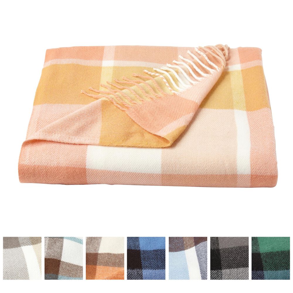 Timberlake Lavish Home Woven Faux Cashmere Feel Throw in Desert Blush Plaid, , large