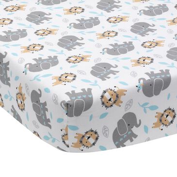 Lambs and Ivy Jungle Fun Sheet in White, Gray and Blue, , large