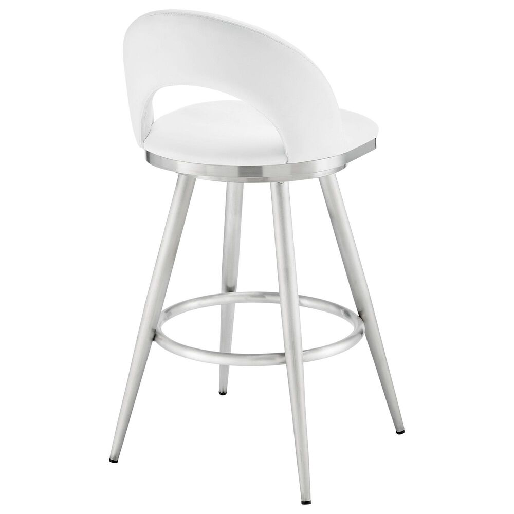 Blue River Charlotte Swivel Barstool with White Cushion in Brushed Stainless Steel, , large