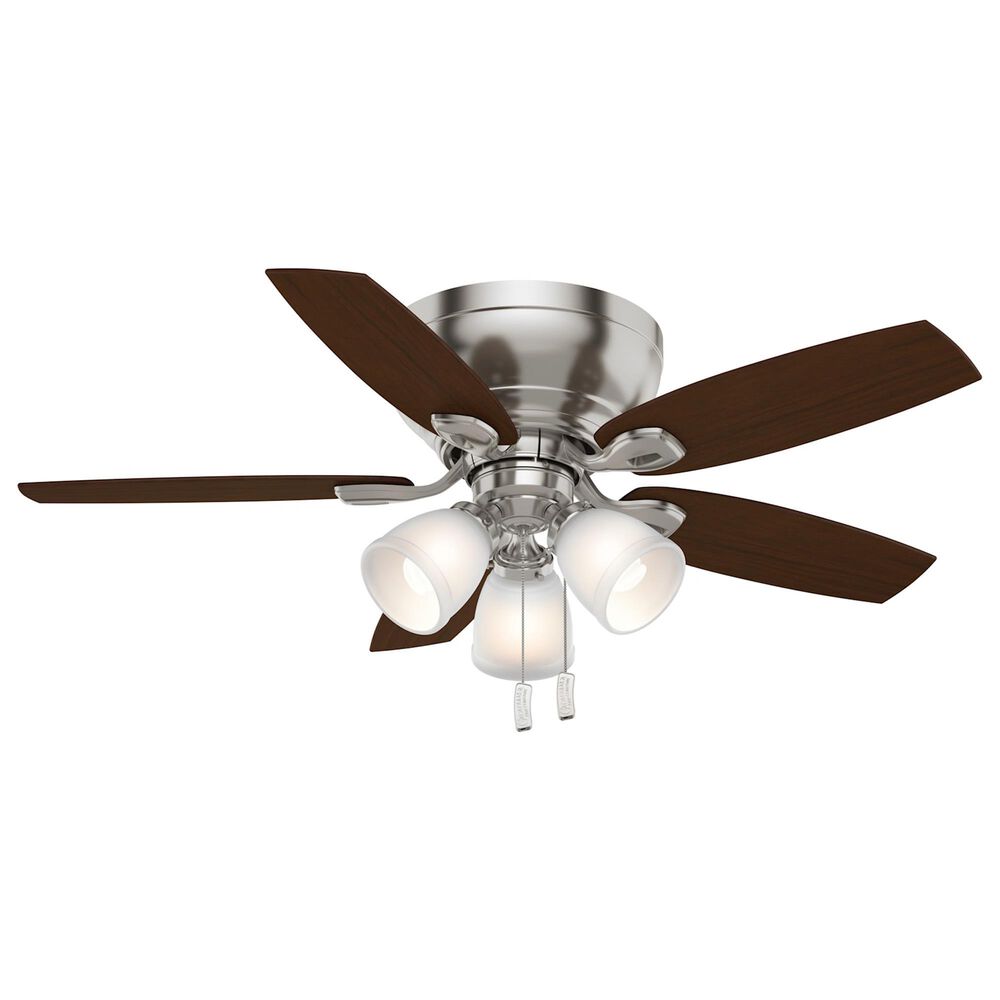 Hunter Durant Low Profile 44&quot; Ceiling Fan with Lights in Brushed Nickel and Walnut, , large