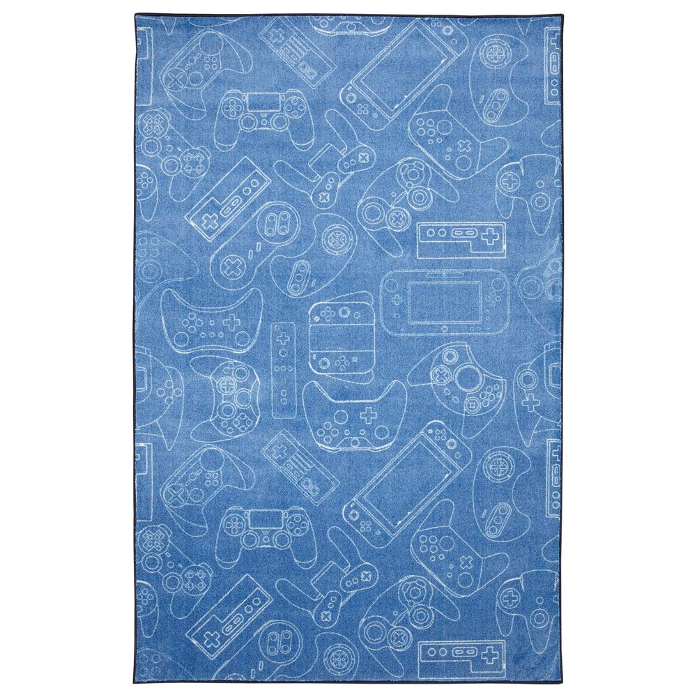 Karastan Prismatic 3"4" x 5" Denim Blue Kids Area Rug, , large