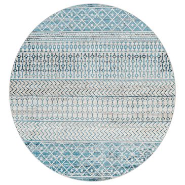 Surya Lavadora LVR2334 6"7" Round Ink Blue, Black, Light Beige and Light Gray Area Rug, , large