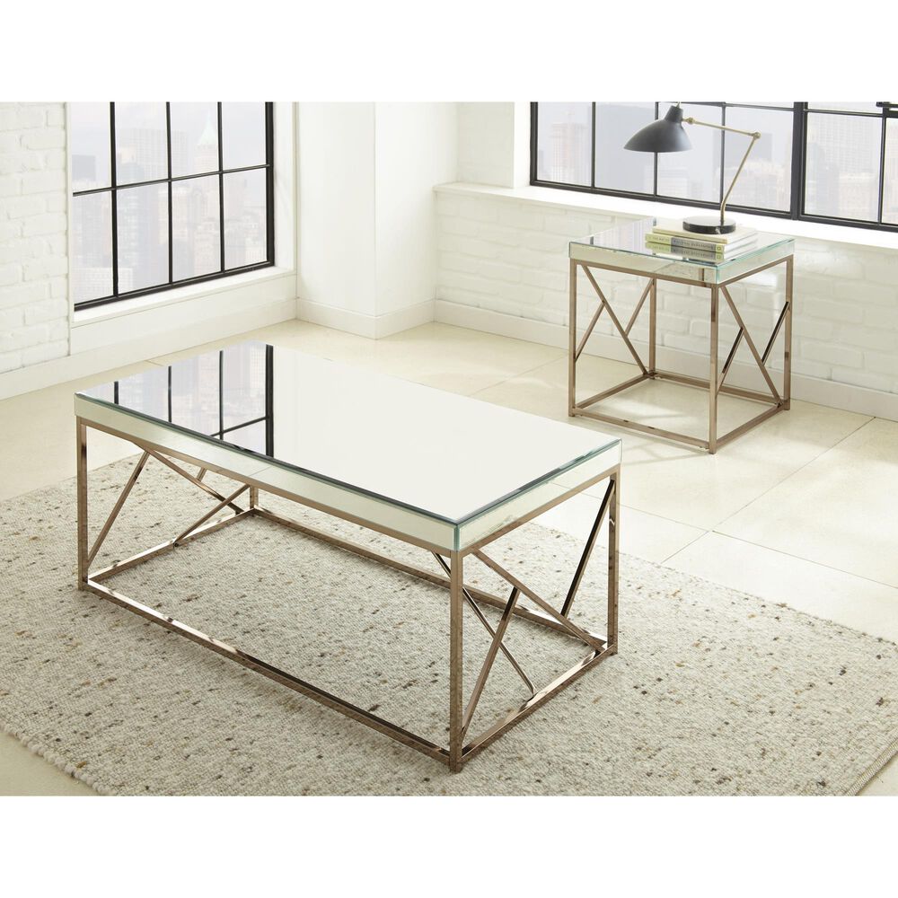 Steve Silver Evelyn Cocktail Table in Copper and Glass, , large