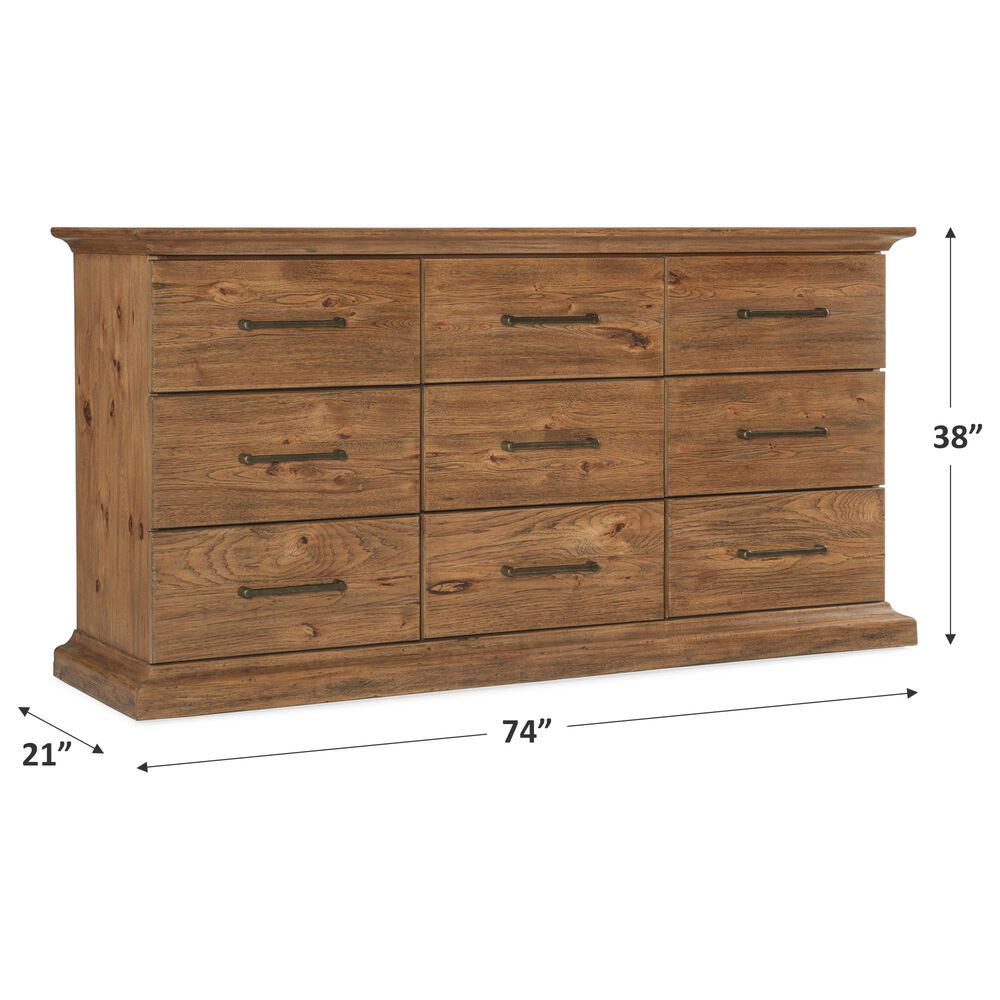 Hooker Furniture Big Sky 9-Drawer Dresser in Vintage Natural, , large