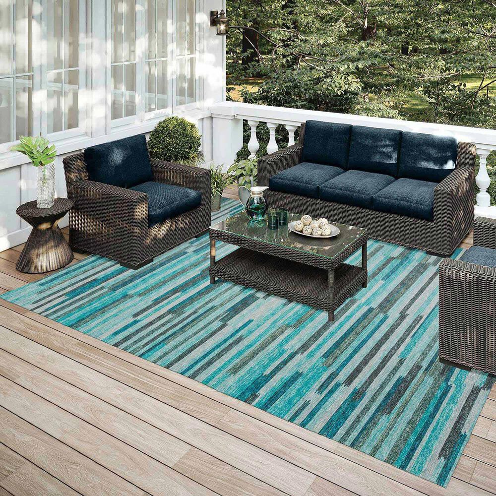 Dalyn Rug Company Sedona Striped 10&#39; x 14&#39; Poolside Indoor/Outdoor Area Performance Rug, , large