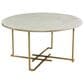 Crestview Collection Pembroke Round Cocktail Table in White Marble and Brass, , large