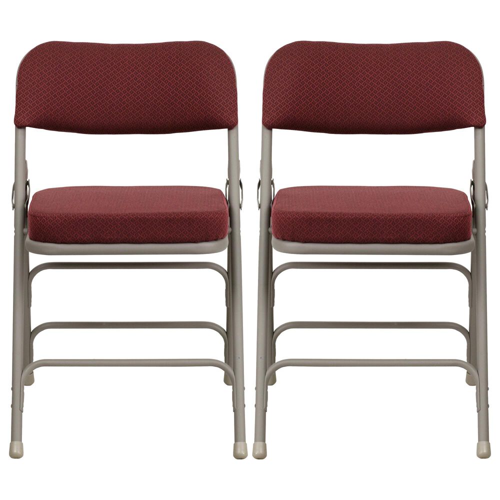 Flash Furniture Hercules 19 Folding Chair with Burgundy Cushion in Gray  (Set of 2)