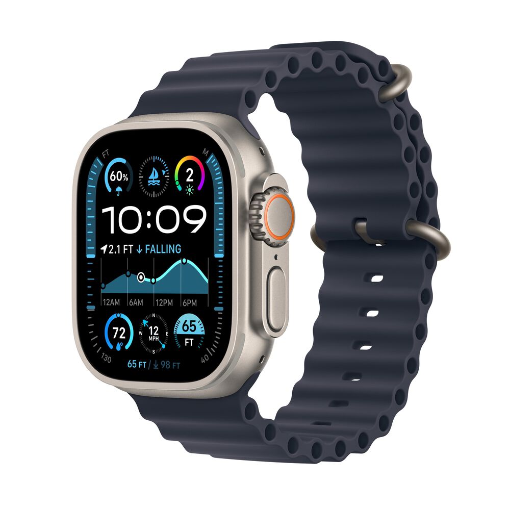 Apple Watch Ultra 2 GPS + Cellular 49mm Natural Titanium Case with Navy Ocean Band (Pre-Order), , large