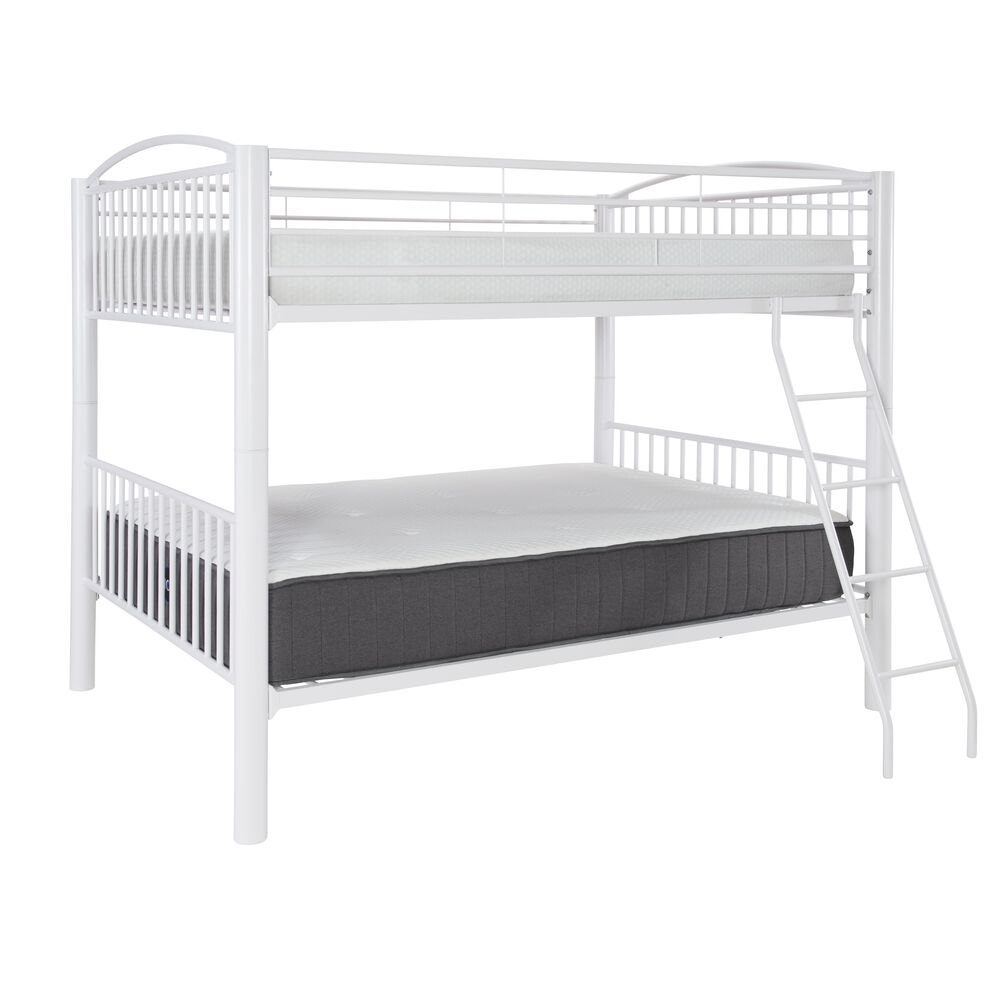 Linden Boulevard Full over Full Heavy Metal Bunk Bed in White, , large