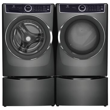 Electrolux 4.5 Cu. Ft. Front Load Washer and 8.0 Cu. Ft. Electric Dryer Laundry Pair with Pedestal in Titanium, , large