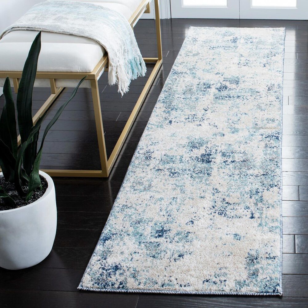 Safavieh Aston 2&#39; x 8&#39; Ivory and Blue Runner, , large