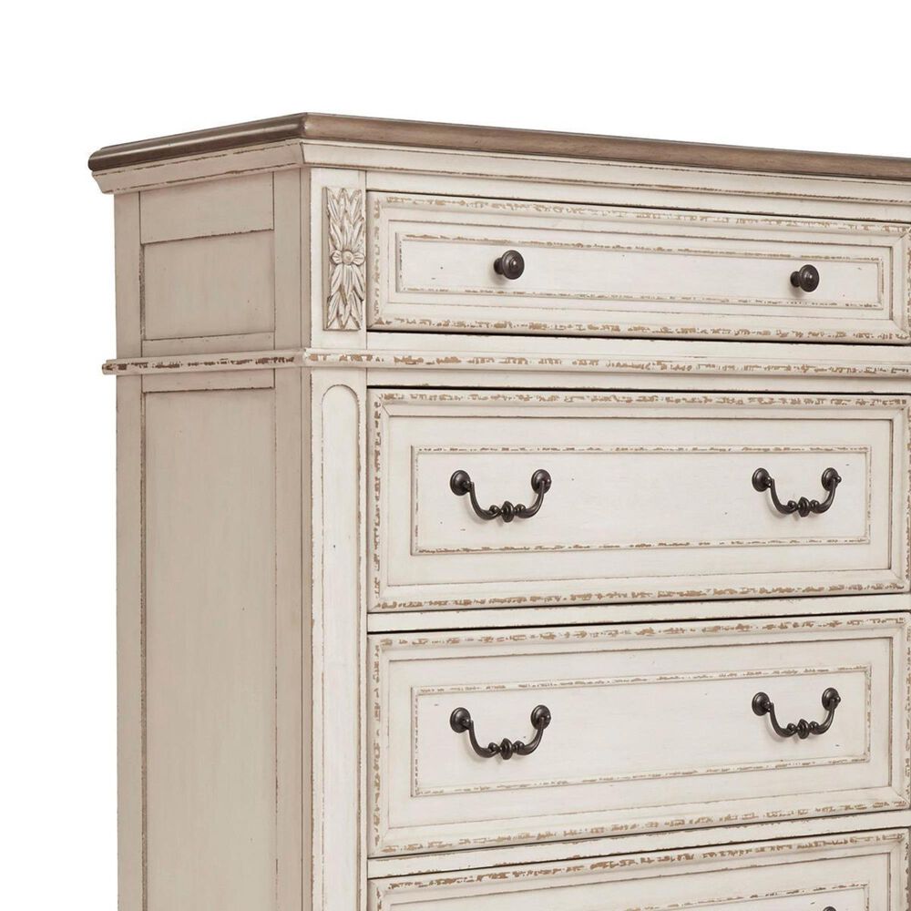 Signature Design by Ashley Realyn 5 Drawer Chest in Chipped White and Brown, , large