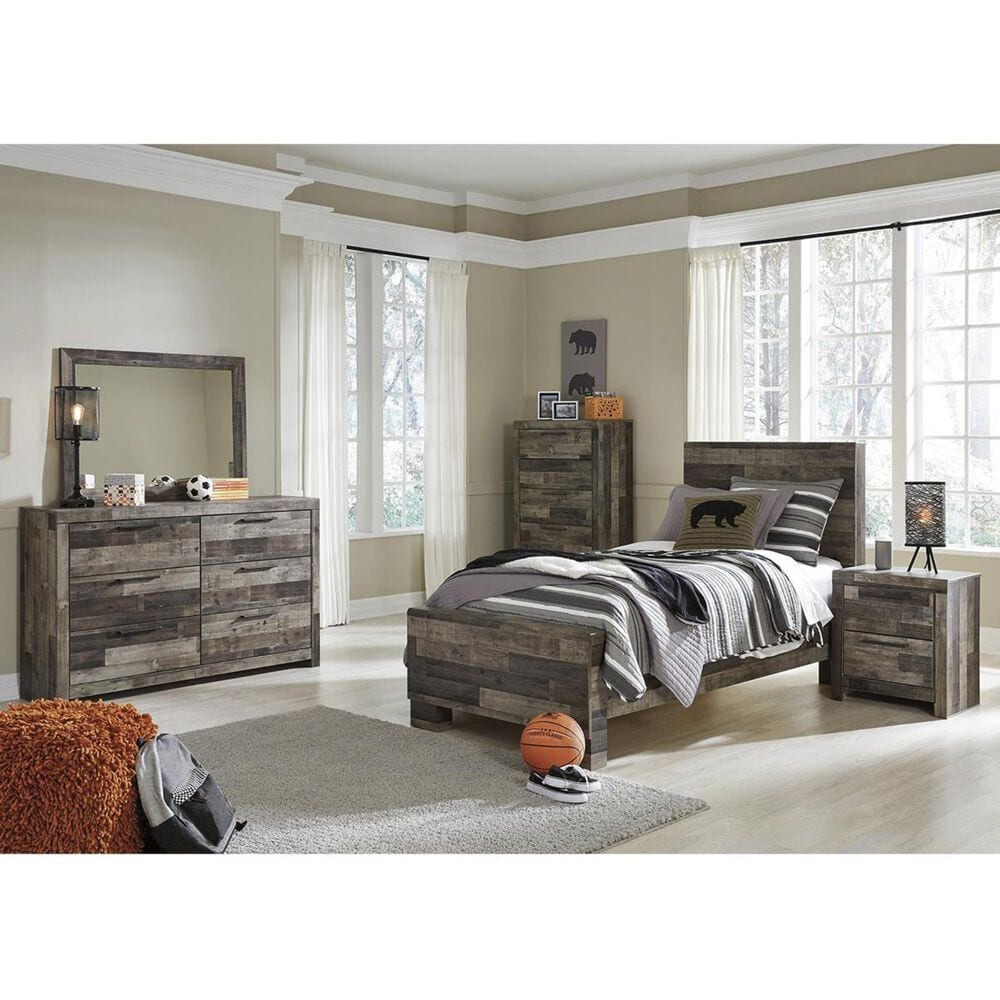 Signature Design by Ashley Derekson Twin Bed in Walnut and Gray, , large