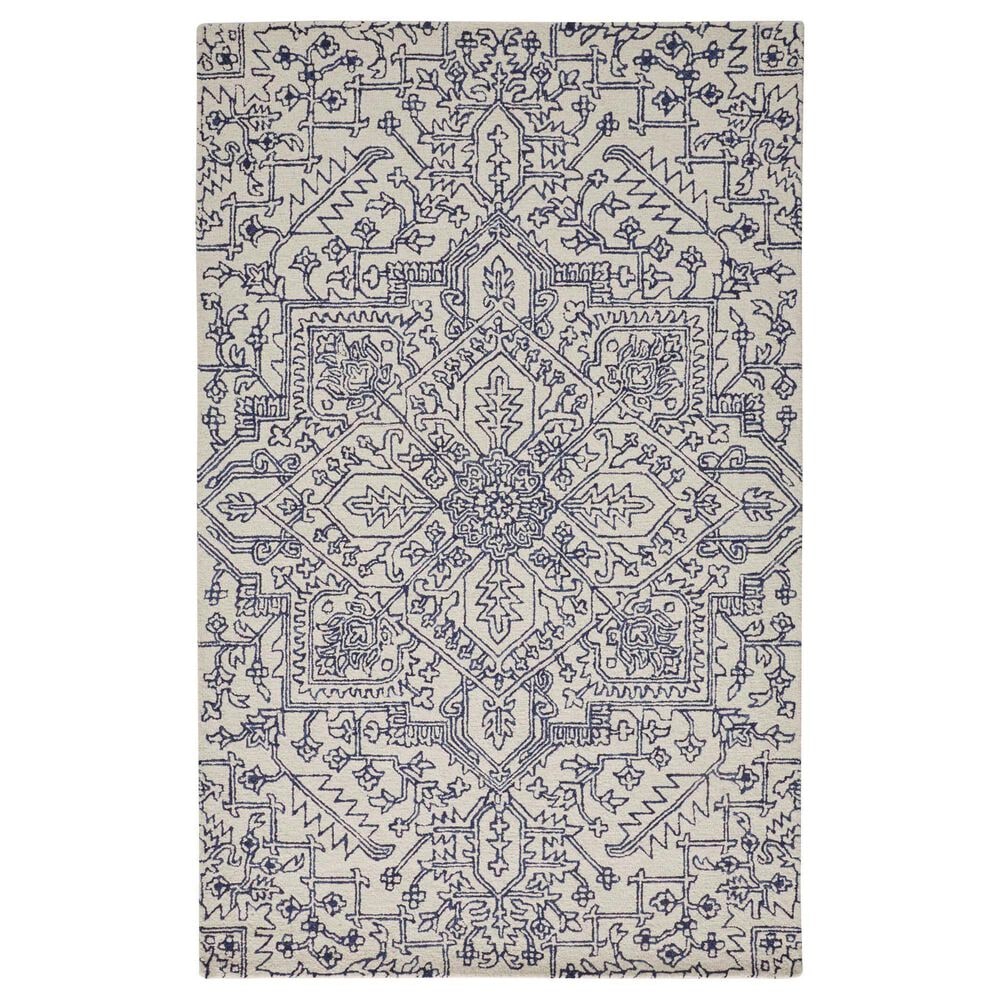 Feizy Rugs Belfort 9" x 12" Ivory and Navy Area Rug, , large