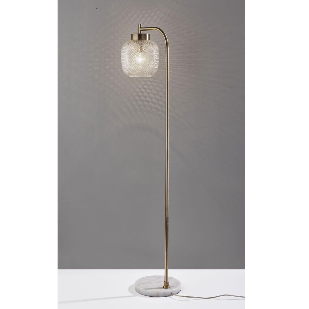 Adesso Natasha Floor Lamp in Antique Brass and White, , large