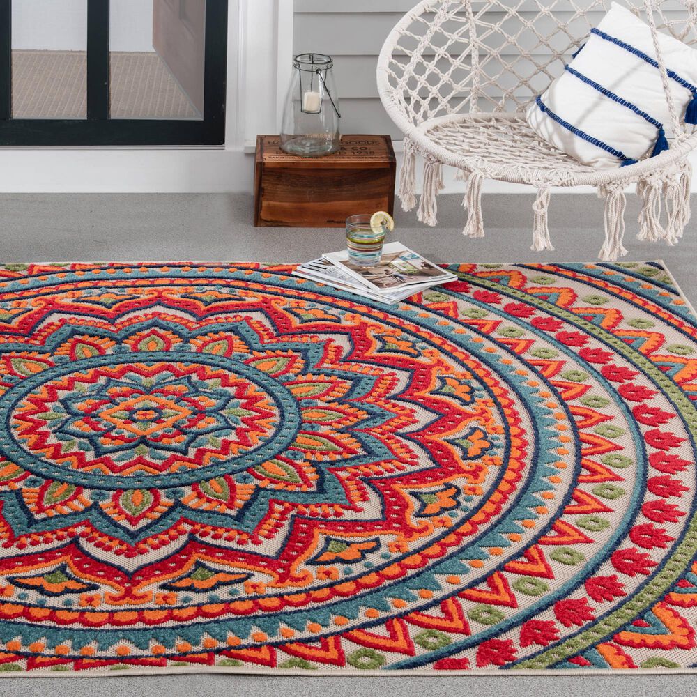 Central Oriental Fontana Panyin 3&#39;1&quot; x 5&#39;3&quot; Cream and Red Area Rug, , large