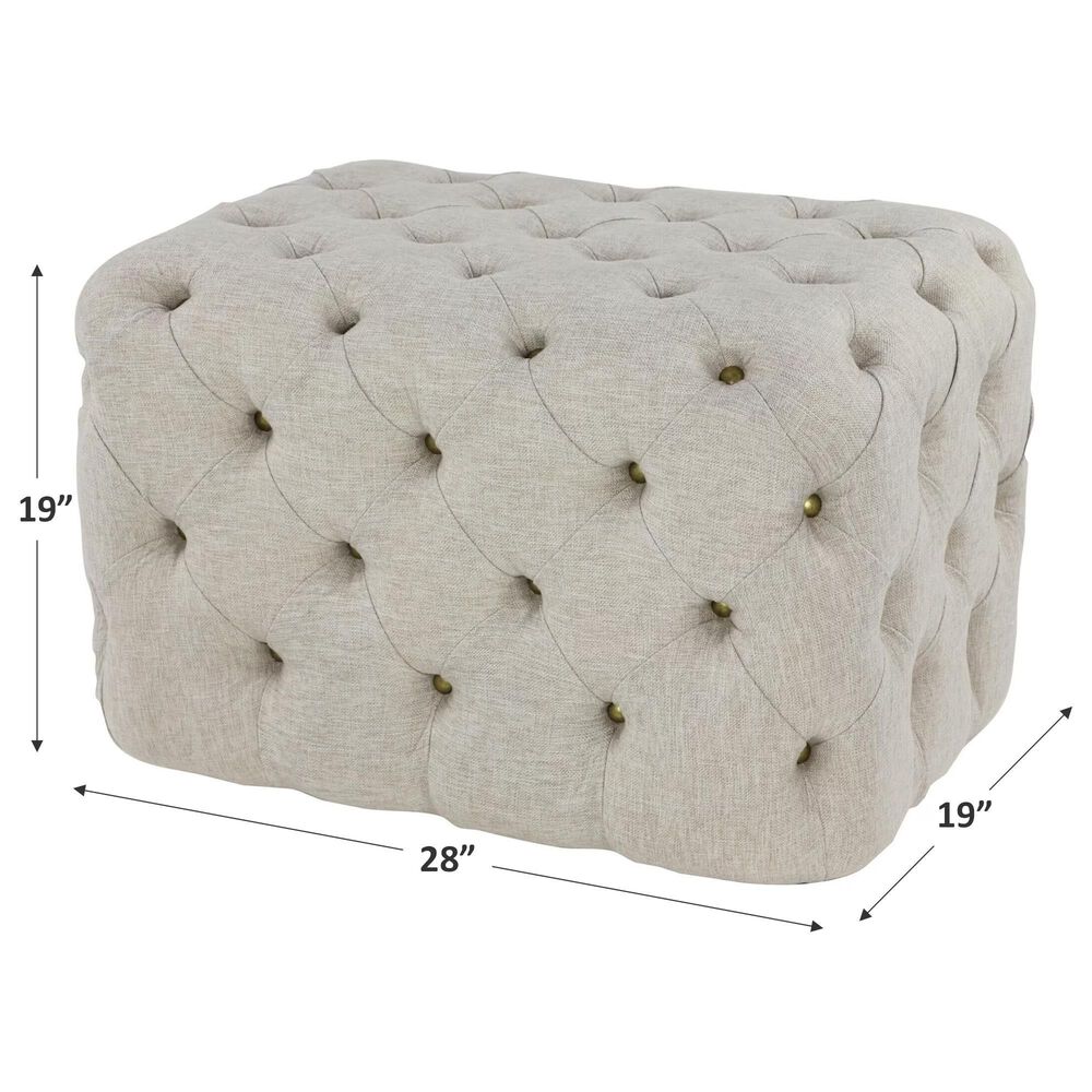 Maple and Jade Rectangular Ottoman in Beige, , large