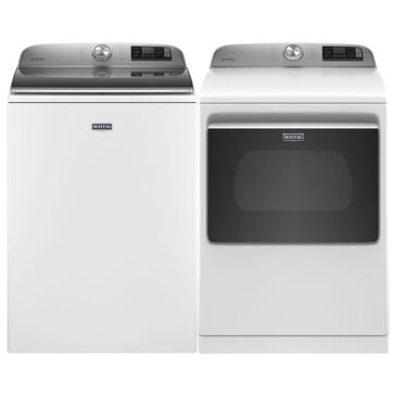 Maytag 5.2 Cu. Ft. Top Load Washer and 7.4 Cu. Ft. Electric Dryer Laundry Pair in White, , large
