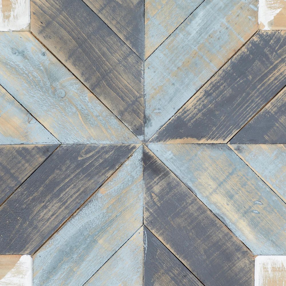 Maple and Jade 31&quot; x 31&quot; Farmhouse Wall Decor in Blue, Brown and Whitewashed, , large