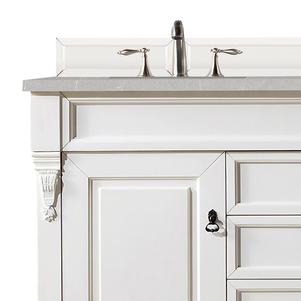 James Martin Brookfield 60&quot; Double Bathroom Vanity in Bright White with 3 cm Eternal Serena Quartz Top and Rectangle Sink, , large