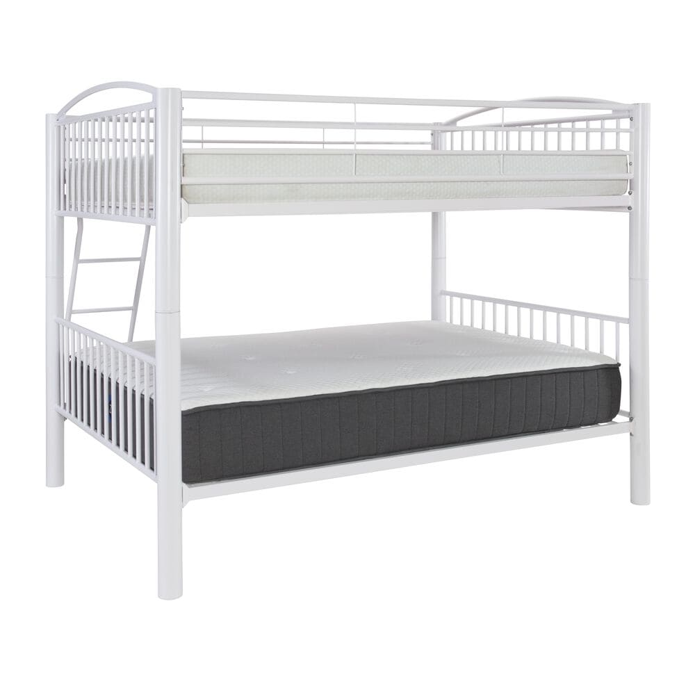 Linden Boulevard Full over Full Heavy Metal Bunk Bed in White, , large