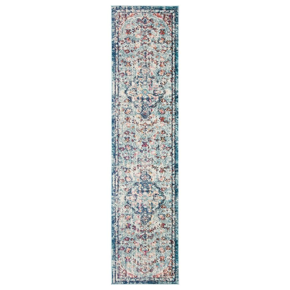 Safavieh Madison MAD447K 2"2" x 10" Navy and Light Blue Runner, , large