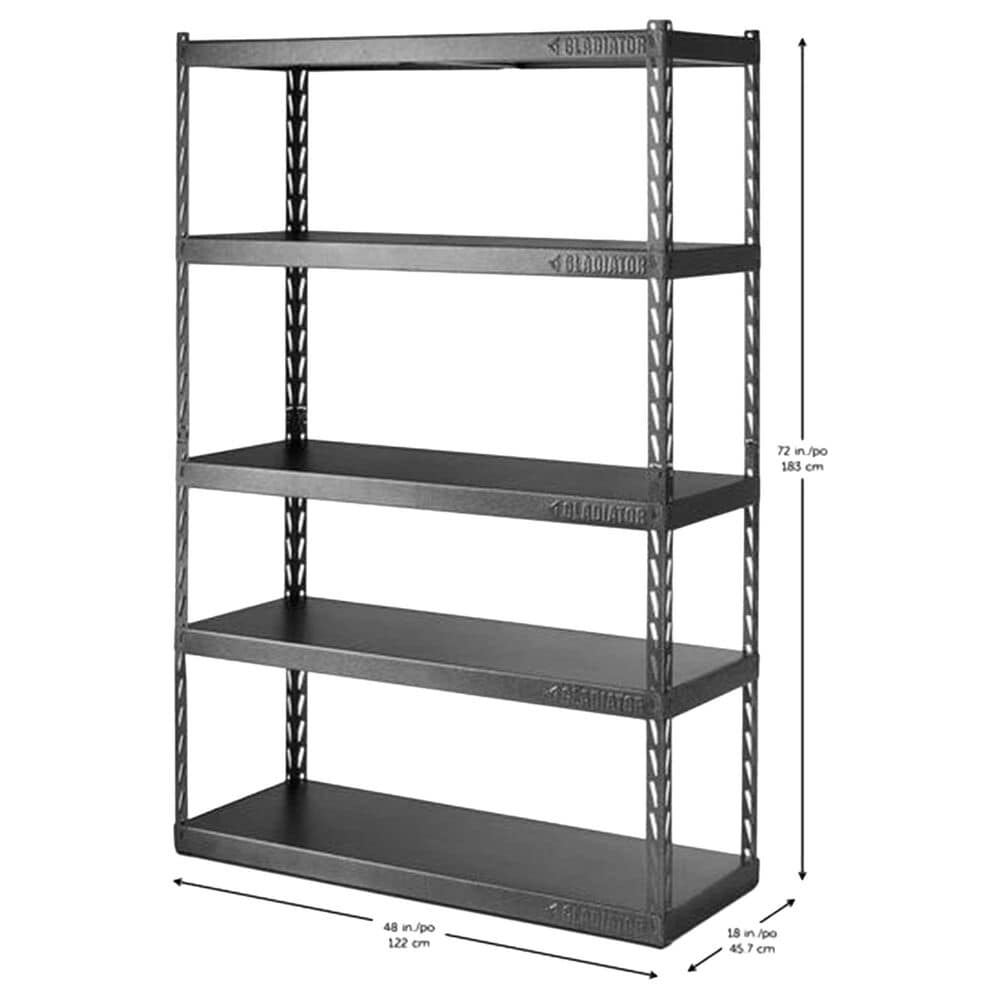 Gladiator 48&quot; Wide Ez Connect Rack with Five 18&quot; Deep Shelves in Hammered Granite, , large