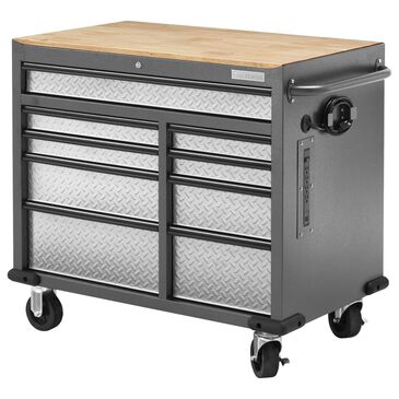 Gladiator 41" 9-Drawer Mobile Tool Workbench with Wood Top in Hammered Granite, , large