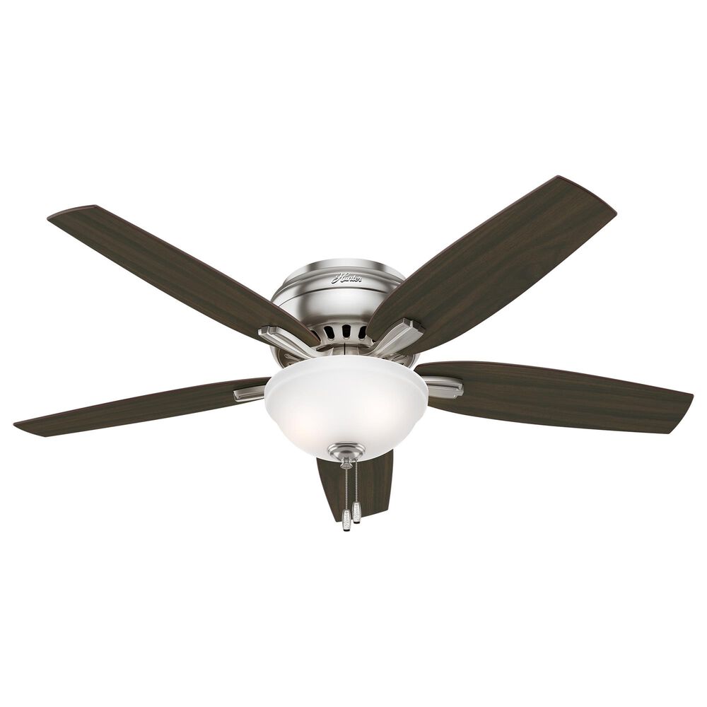 Hunter Newsome Low Profile 52&quot; Ceiling Fan with Lights in Brushed Nickel, , large