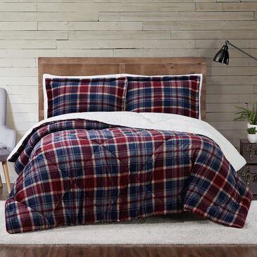 Pem America Truly Soft Cuddle Warmth 3-Piece King Comforter Set in Blue to Red Plaid, , large