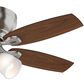Hunter Durant Low Profile 44" Ceiling Fan with Lights in Brushed Nickel and Walnut, , large