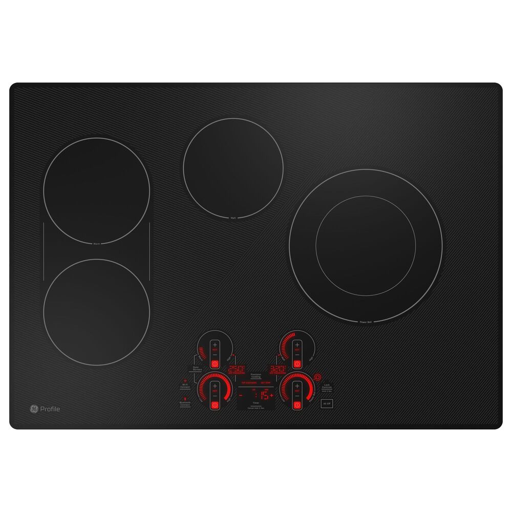 GE Profile 2-Piece Kitchen Package with Stainless Steel 30&quot; Built-In Combination Convection Wall Oven and 30&quot; Electric Cooktop in Black, , large