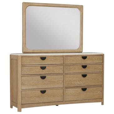 Simeon Collection Escape 8-Drawer Dresser with Mirror in Natural Patina and Sandstone, , large