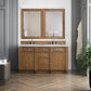 James Martin Bristol 60" Double Bathroom Vanity in Saddle Brown with 3 cm Carrara White Marble Top and Rectangular Sink, , large
