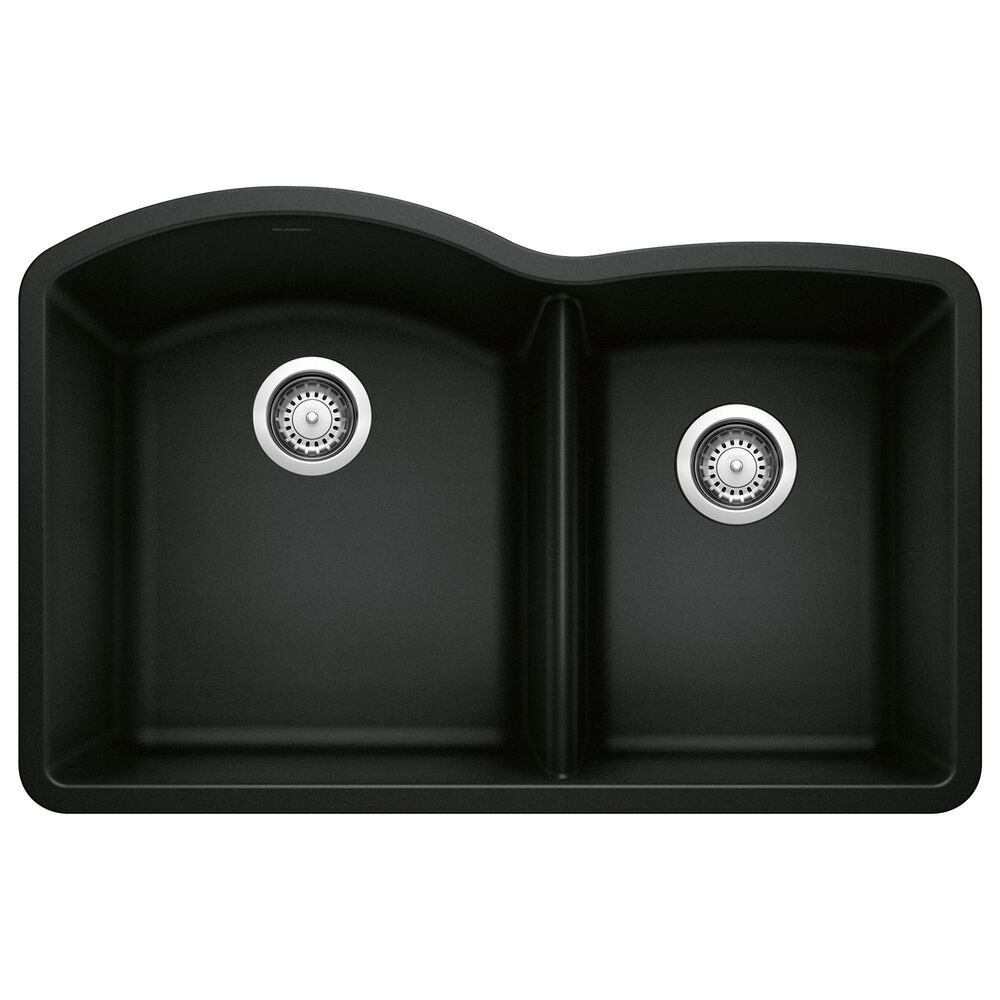 Blanco Diamond 32" 1-3/4 Double Bowl Kitchen Sink in Coal Black, , large