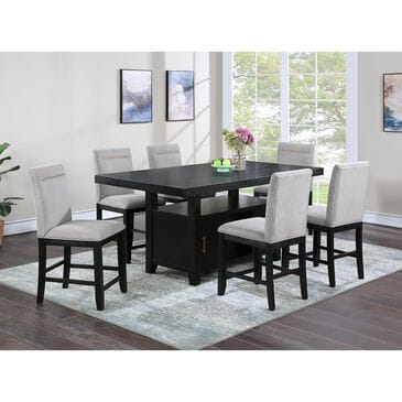 Steve Silver Yves 7-Piece Counter Dining Set in Rubbed Charcoal, , large