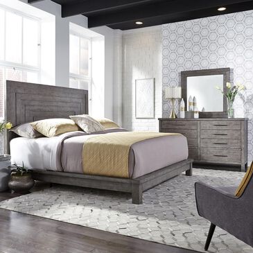 Belle Furnishings Modern Farmhouse 4 Piece Queen Bedroom Set in Dusty Charcoal, , large