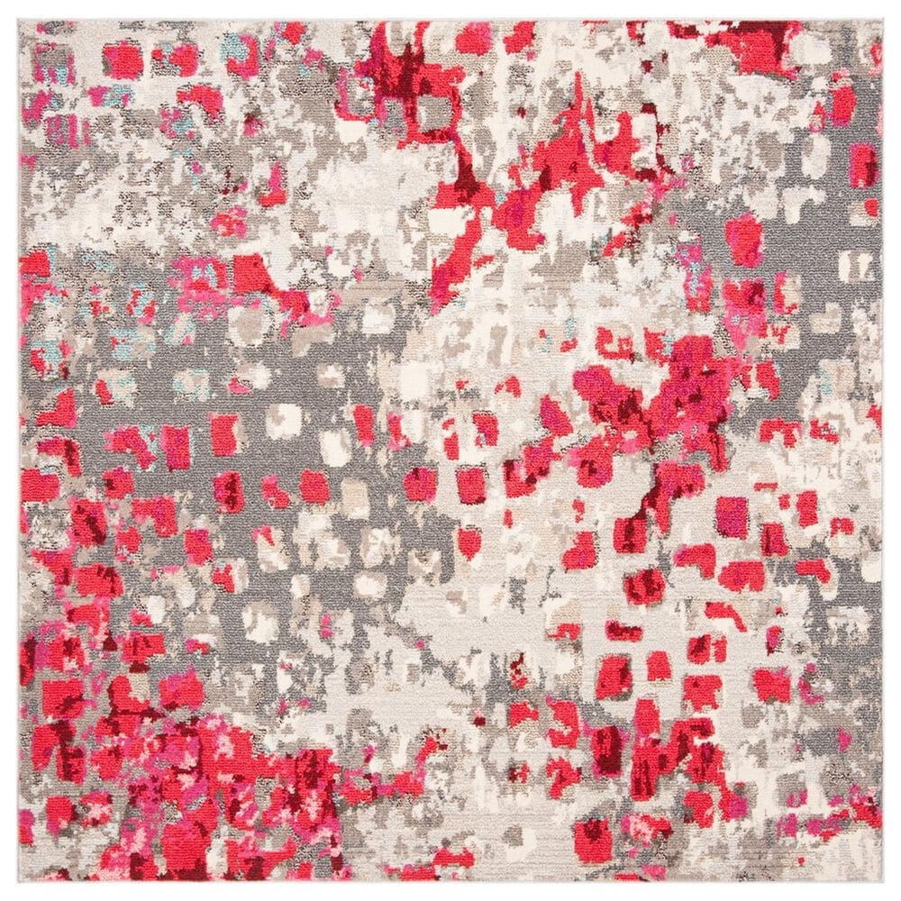 Safavieh Madison MAD425R 5" Square Grey and Red Area Rug, , large