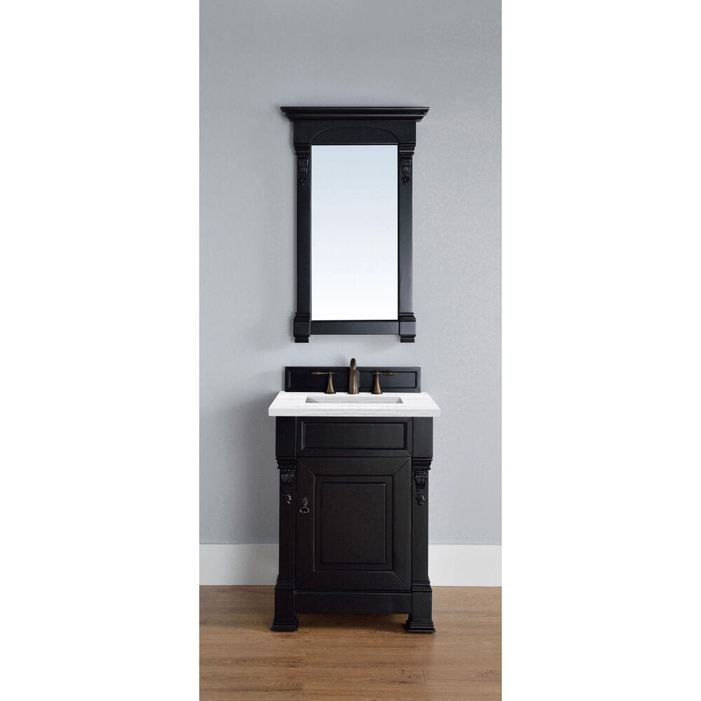 James Martin Brookfield 26&quot; Single Bathroom Vanity in Antique Black with 3 cm Arctic Fall Solid Surface Top and Rectangle Sink, , large