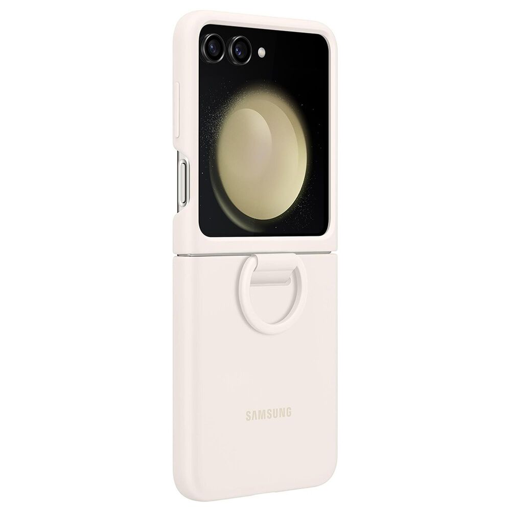 Samsung Silicone Case with Ring for Samsung Galaxy Z Flip5 in Cream, , large